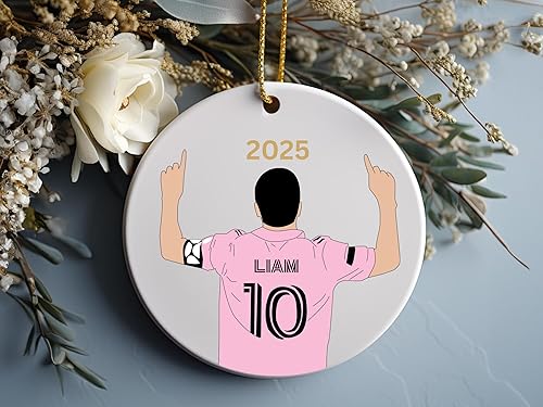 Miniatura 3 de Adorno de cerámica de fútbol navideño personalizado, regalos de mini pelota de equipo de fútbol, regalo personalizable, recuerdo del equipo de