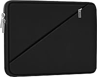 BOOEUDI 15.6 Inch Laptop Sleeve Case with Zipper Pocket - Shockproof Neoprene Cover for MacBook Pro, Air, HP, Dell, Lenovo, Black