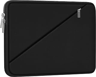 BOOEUDI 15.6 Inch Laptop Sleeve Case with Zipper Pocket - Shockproof Neoprene Cover for MacBook Pro, Air, HP, Dell, Lenovo, Black