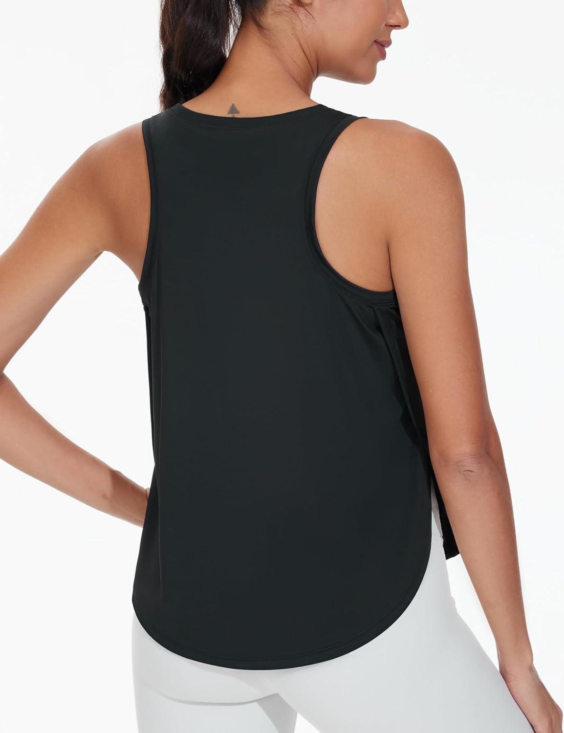 THE GYM PEOPLE Womens Racerback Workout Tank Tops Split Side Loose Fit Sleeveless Yoga Running Shirts with Curved Hem - Image 2