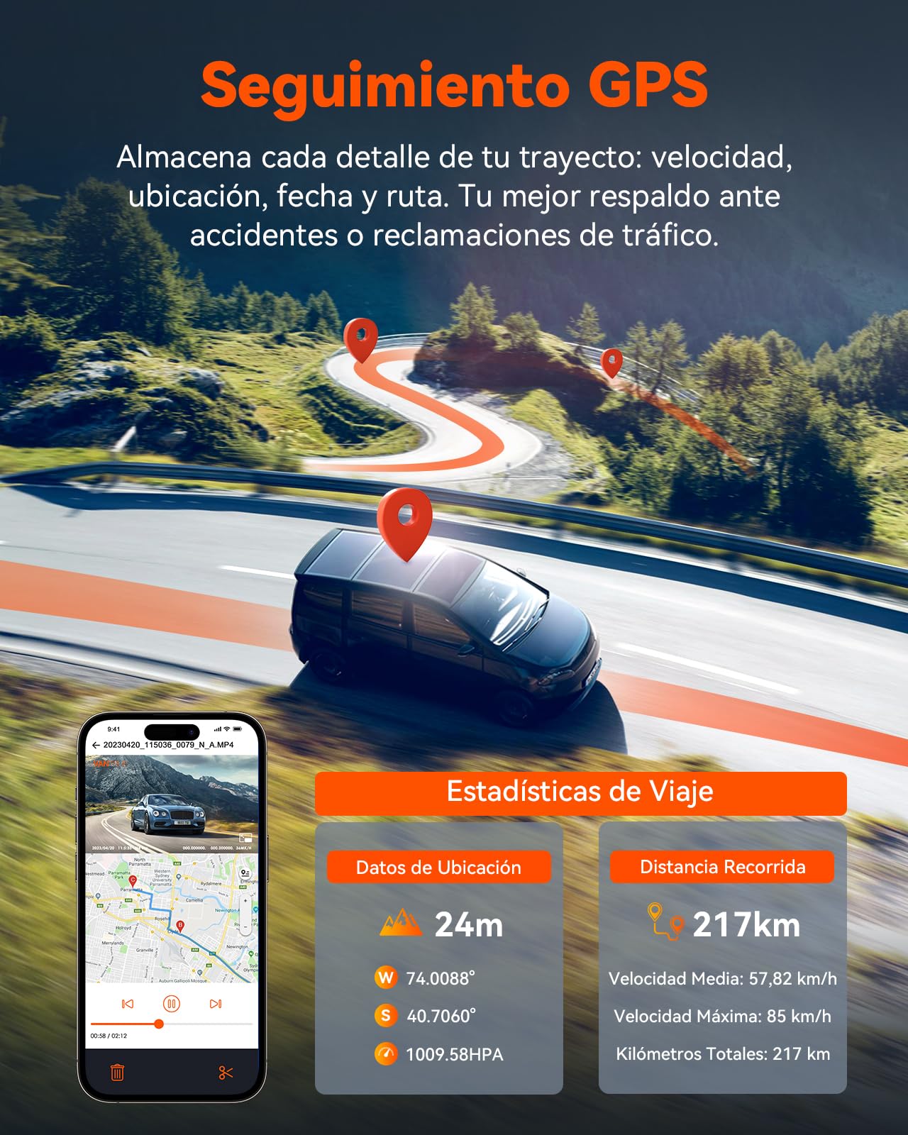 VANTRUE N4 Pro Cámara de Coche WiFi 4K de 3 Canales, Visión Nocturna STARVIS 2 IMX678, 1080P/30FPS, Control de Voz, GPS, HDR, Modo de Estacionamiento 24 Horas, Soporte 512GB Máx.
