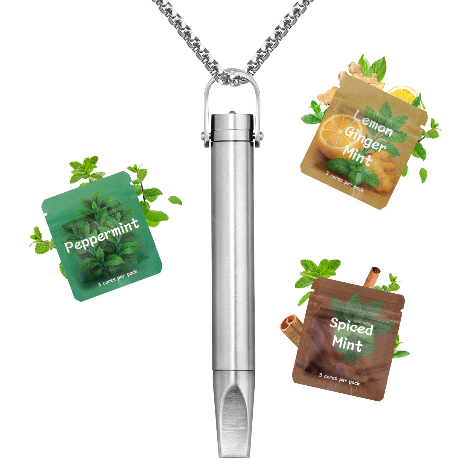 Collar de Respiración Dejar de Fumar, Resistencia Ajustable, Entrenador de Respiración con Filtro de Sabor Intercambiable, Perfecto para Relajación Diaria