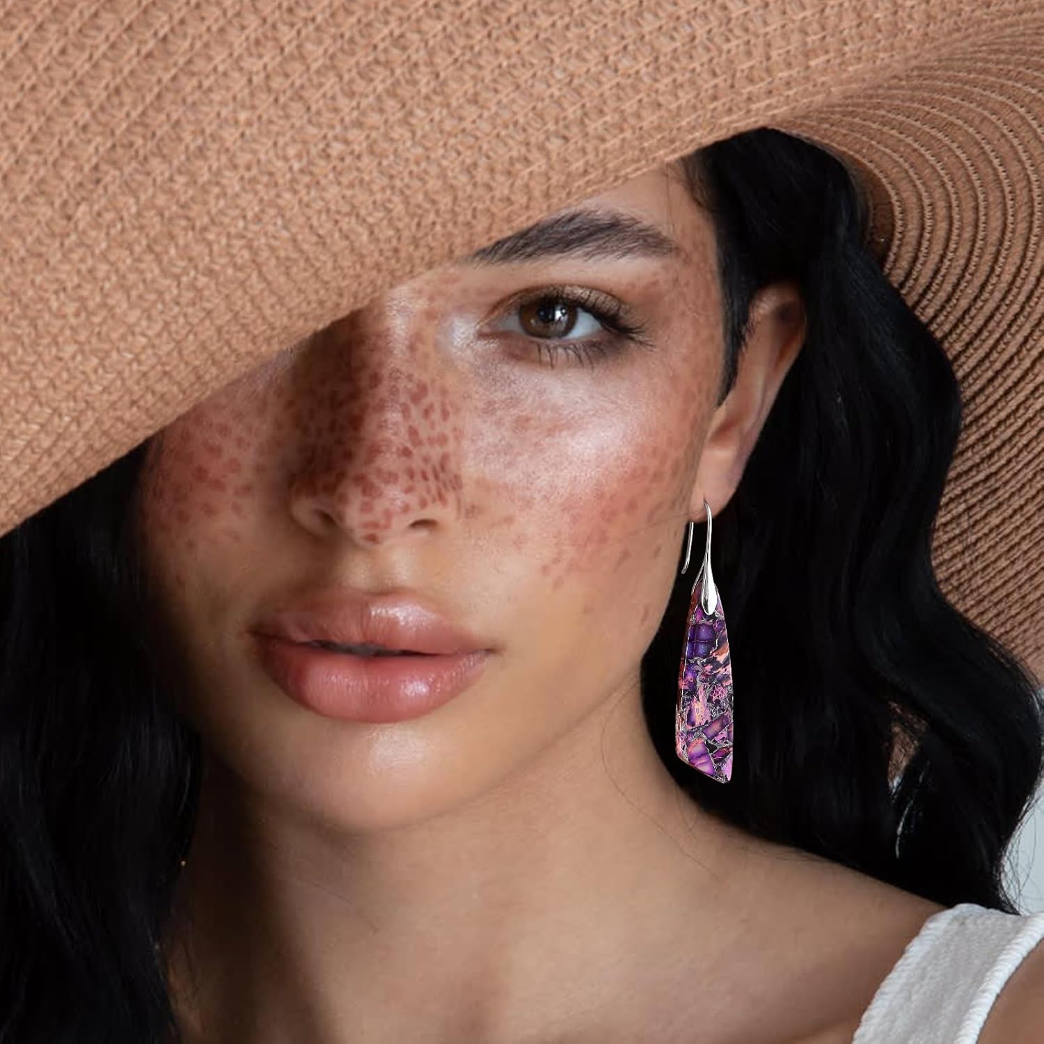 MJartoria Stone Earrings for Women Trendy Vintage Dangle Earrings Drop Earrings Statement Earrings Jewelry Gifts - Image 2