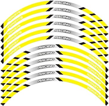 Motorcycle Sticker for D&UCATI for Monster 695 696 796 1100 for 1100S Front and Rear Wheels Outer Rim Sticker Reflective Stripe Wheel Decals Wheel StickersA Yellow