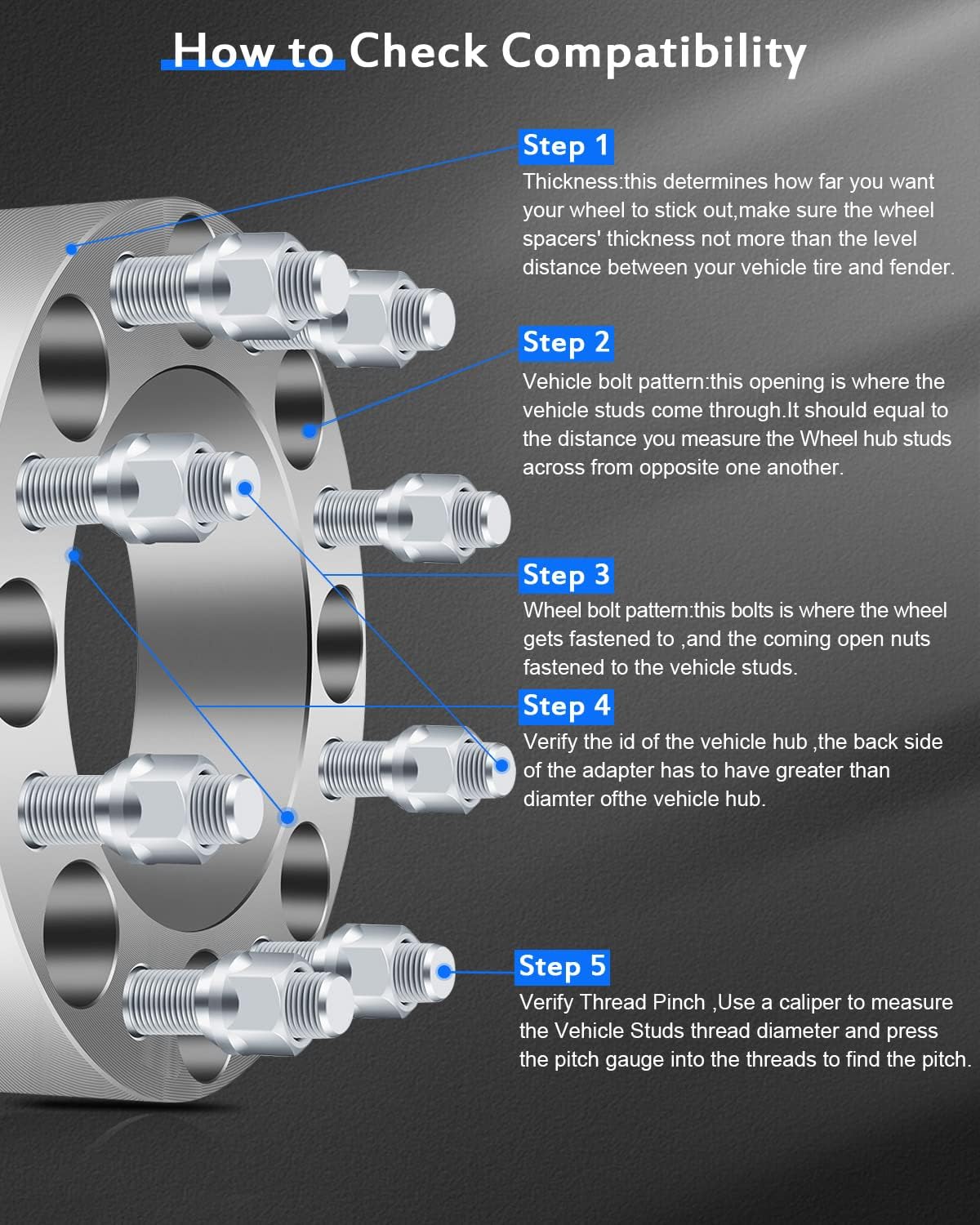 ECCPP 8x6.5 to 8x6.5 Wheel Spacers 2 inch 8 Lug 8x165.1mm to 8x165.1mm for Chevrolet Silverado 1500 HD 2001-2006| for GMC Sierra 2500 HD 2001-2010| for Chevy Silverado 3500 HD 2007-2010-2PCS