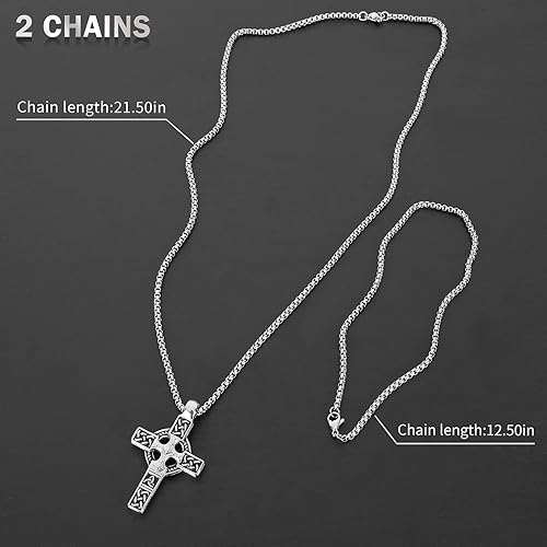 Miniatura 9 de Colgante de cruz para espejo retrovisor de automóvil, decoración de oración, adorno colgante de acero inoxidable, collar de cruz de nudo celta para