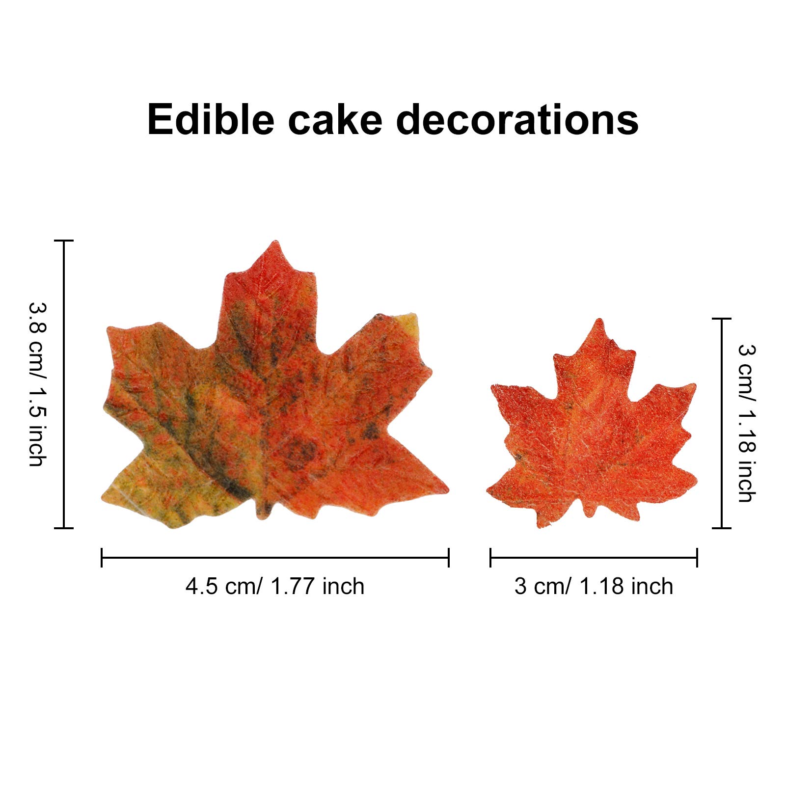 SUSSURRO 100 Pieces Edible Fall Leaves Gold Leaf Cupcake Toppers maple