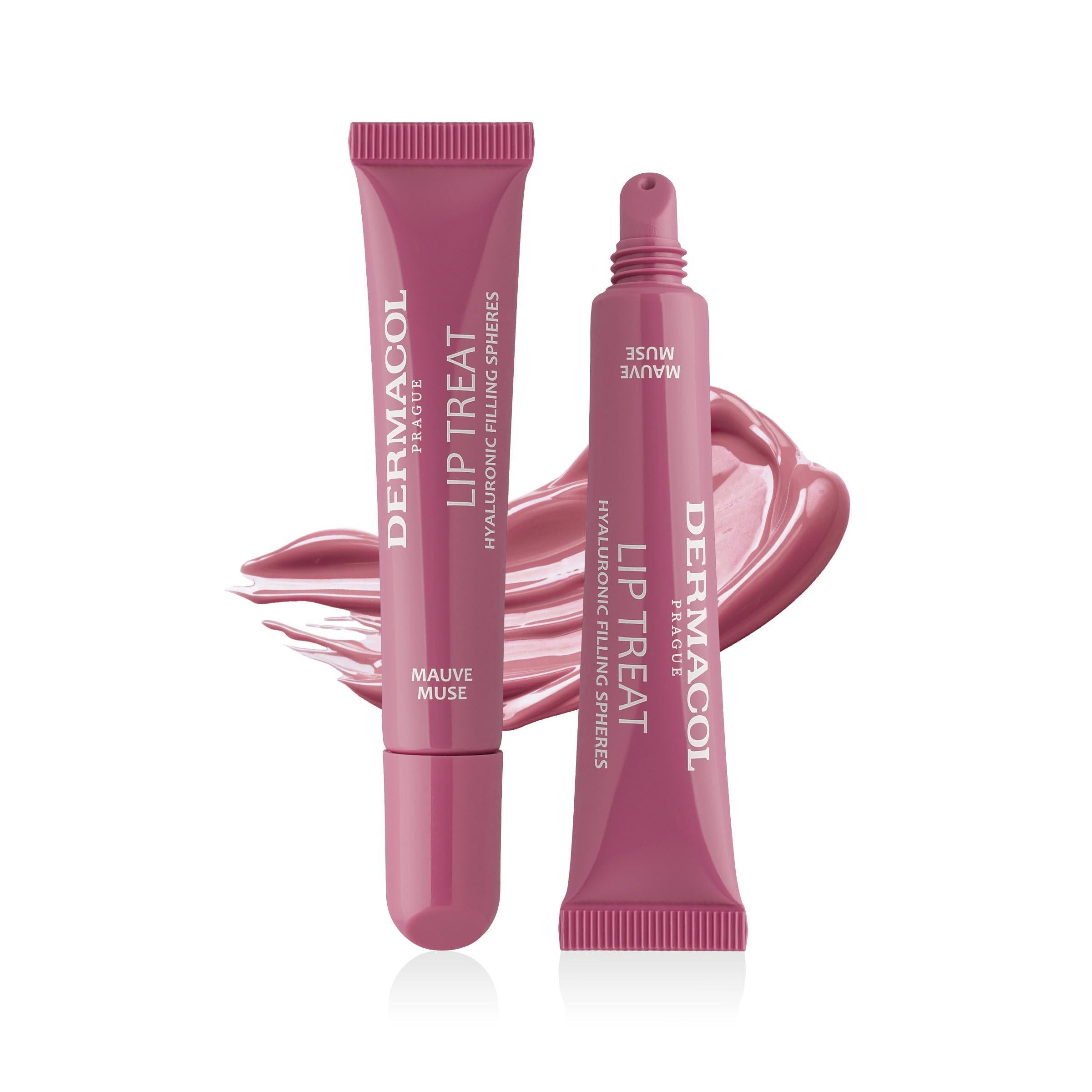 Dermacol Lip Treat Hyaluron-Füllkügelchen-Lippenbalsam - Vegane Feuchtigkeitspflege mit Melting Touch Textur, glänzendem Farbton, 10 ml (6. Mauve Muse)