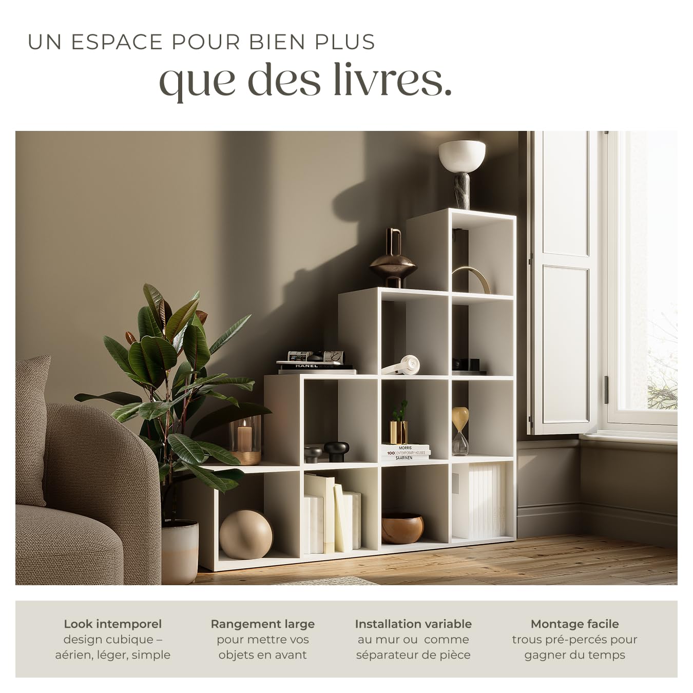 tectake® Étagère Bibliothèque avec 10 Cubes Compartiments Meuble de Rangement Moderne Aspect Bois pour Rangement Bureau, Salon, Cuisine, Chambre, Dressing, Entrée Etagere Rangement