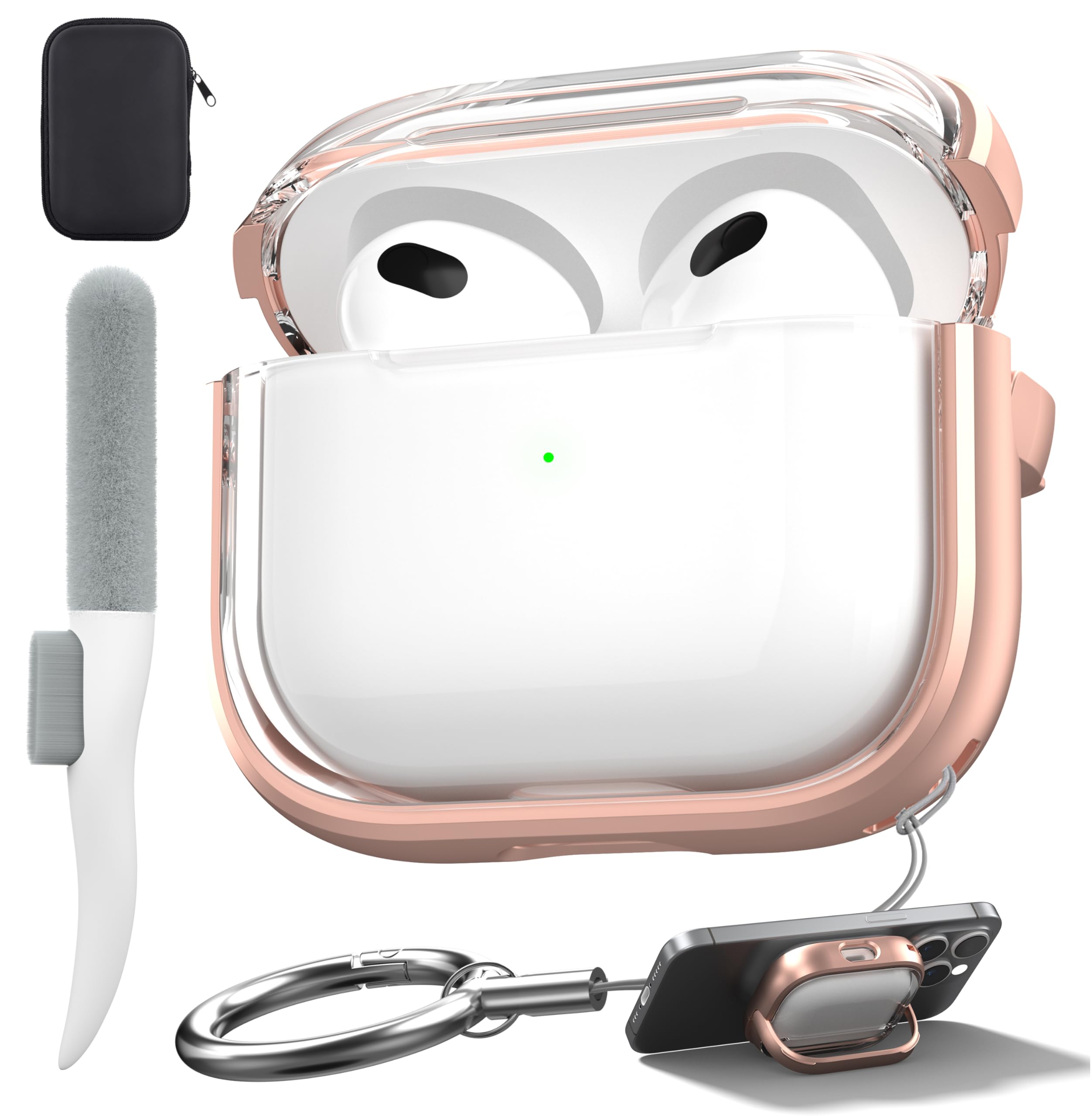 Valkit Compatible Airpods 3rd Generation Case Clear, Airpods 3 Case Cover with Lock & Cleaner Kit, Soft Shockproof iPods Gen 3 Protective Case for Airpods 3rd Gen Charging Case 2021