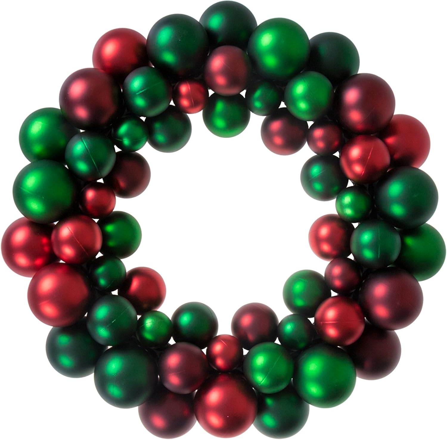 Clever Creations 13 Inch Artificial Christmas Wreath for Front Door Decor, Indoor and Outdoor Holiday Hanging Decoration, Red and Green Bulbs