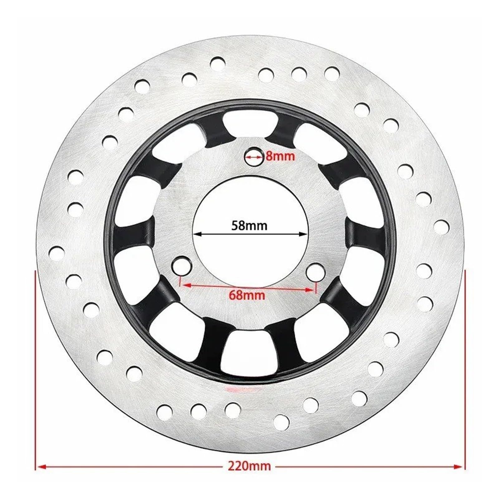 Dischi Freno In Acciaio Legato Per ATV Scooter Elettrico Motos Gruppo Freno A Disco 220MM 3 Fori Rotore Per Moto Concavo