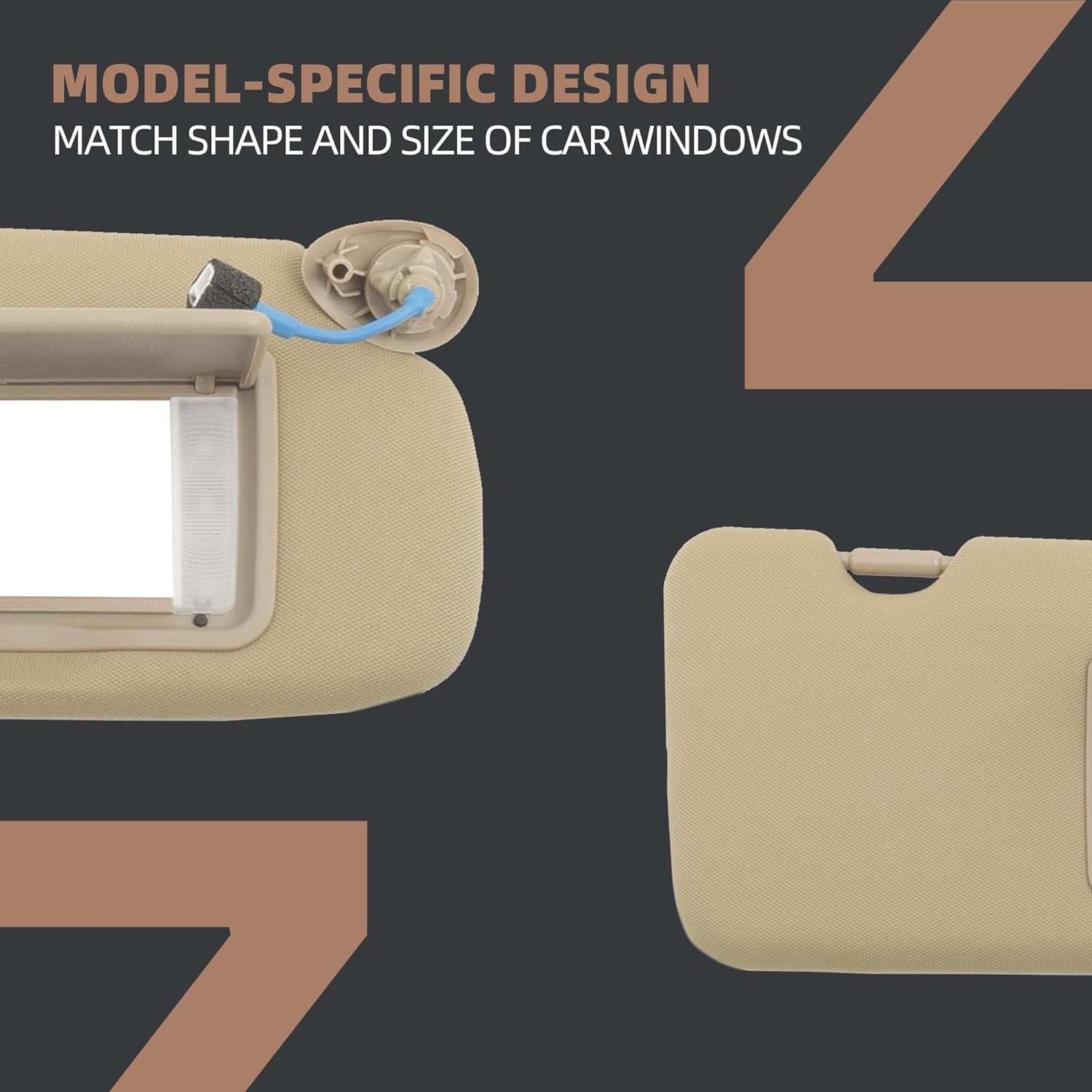83230-TLA-A61ZA Passenger Beige Cashmere Ivory Sunvisor Assembly with Dual Mirror Light Compatible with 2017-2022 Honda CR-V CRV 83230TLAA61ZA