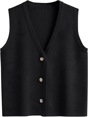 LILLUSORY Vest Tops for Women 2026 Summer Outfits Striped Sweaters Button Up Casual Blouses Jacket Fashion Clothes