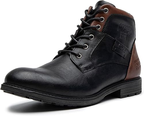 AMAPO Botas Oxford para hombre, botas de vestir con hebilla, botas casuales para hombres con cremallera lateral con cordones
