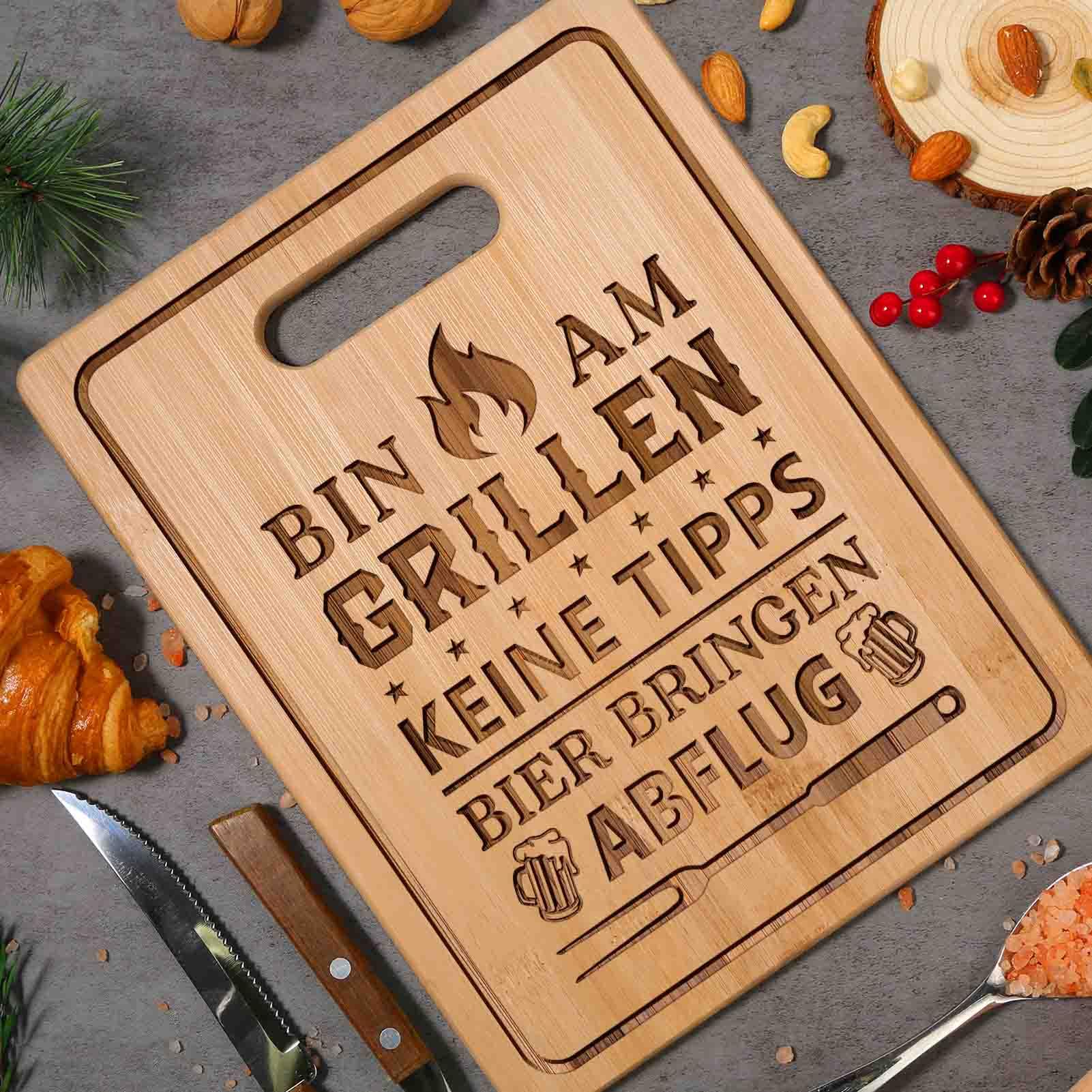 CheriGift Geschenke für Männer, Grill Bambus Schneidebrett für Männer, Lustige Geschenke für Papa Opa Geburtstag Vatertagsgeschenk
