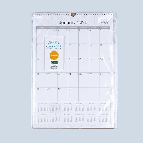 Miniatura 2 de Blue Sky Calendario mensual de pared 2024, enero a diciembre, 12 x 17 pulgadas, encuadernado con alambre, bloques anchos, empresa (117373-24)