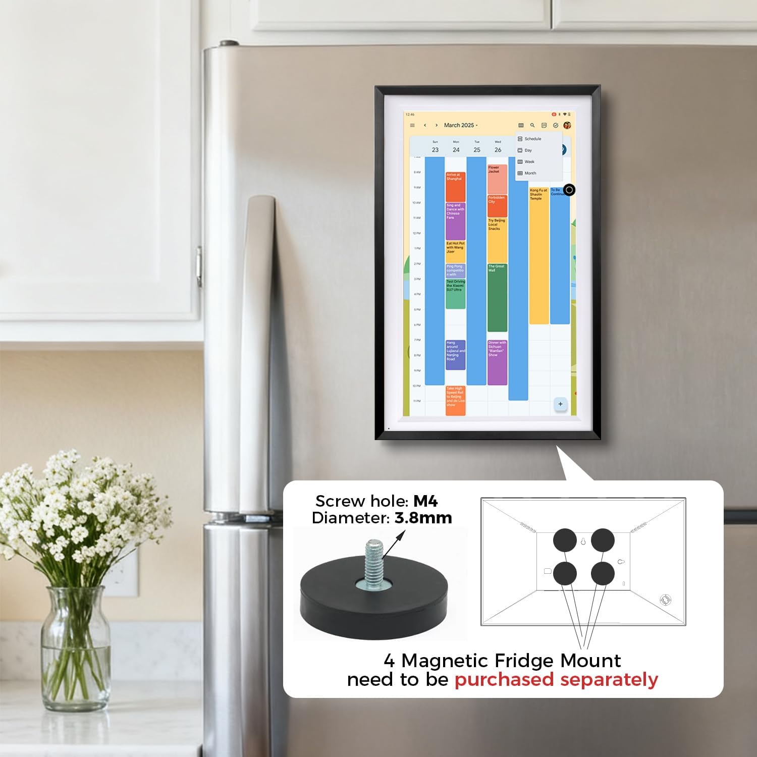 15.6" Digital Google Calendar+Pen,No Subscription|All-in-one Smart Display:Photo Frame,Google Play Apps,Voice Assistant,Home Hub,Streaming|Built-in Battery|Wall&Desk|Anti-Glare Touchscreen|Black
