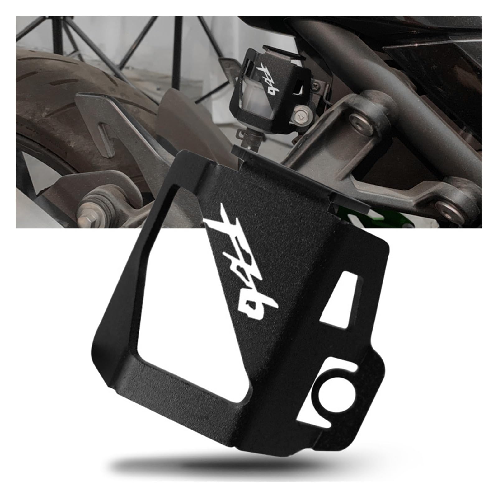 Compatibile con FZ6 FZ-6 FZ6R ZF6N FAZER Accessori in lega di alluminio Coperchio protettivo serbatoio liquido freni posteriore moto(Black)