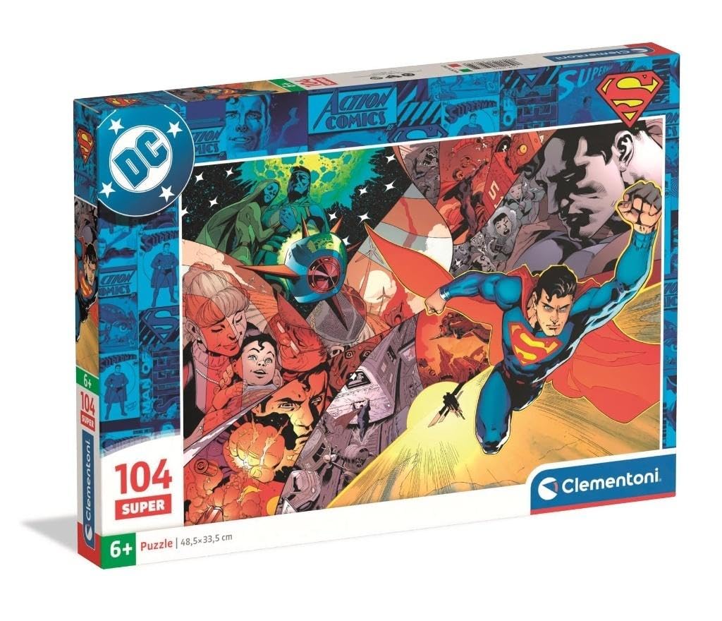 Clementoni Puzzle 104 pieces Superman, Puzzle for Kids 6+ years, Made in Italy, 25075
