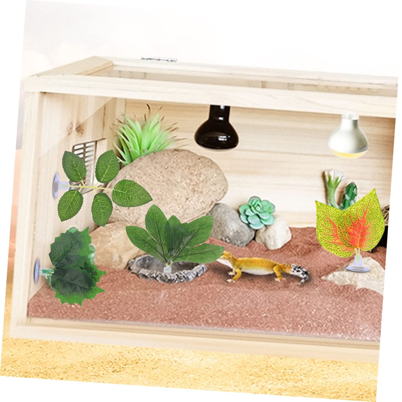 Happyyami 5 Juegos Plantas Artificiales para Reptiles Plantas para Acuarios Camaleones Terrarios Plantas para Peceras Plantas Artificiales Adornos De 10 Uds * 5