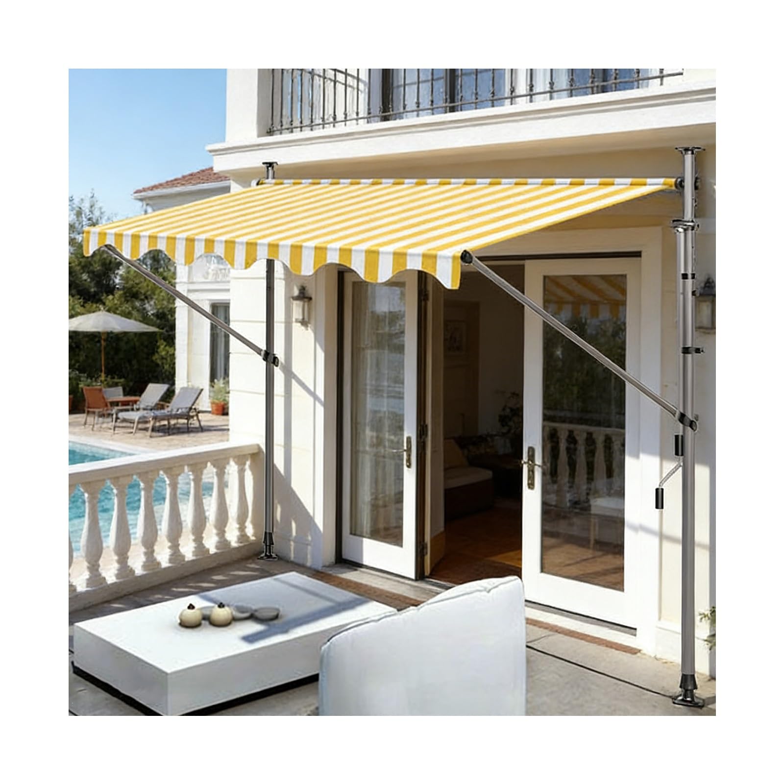 Fenêtre rétractable contre la chaleur du balcon : réglable 300 cm jaune