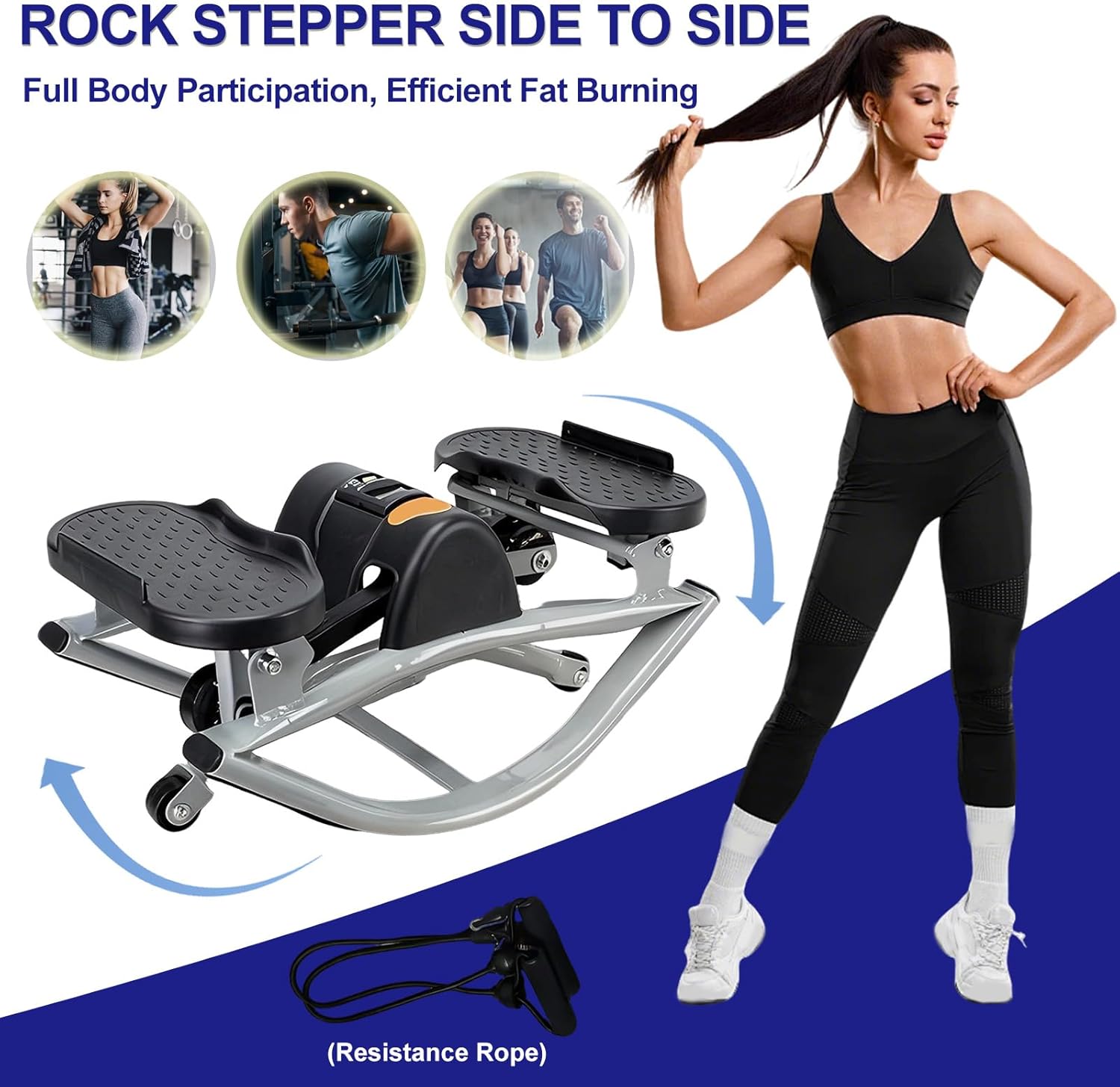 U-Shaped Rock Stepper, Step Rocker Side to Side with Digital Display/Non-Slip Floor Mat, Mini Rock Stepper Machine for Home Workout and Dorm Office