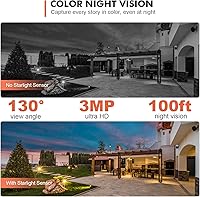 Vista 4 de Dzees 360° PTZ WiFi Security Cameras Wireless Outdoor, 2K Battery Powered Home Security Camera Indoor, Spotlight & Siren, Color Night Vision, 2-Way