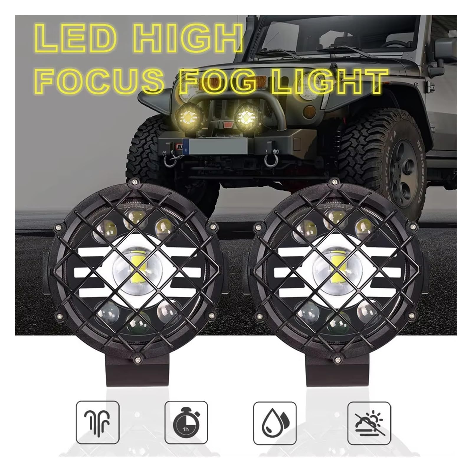 Fendinebbia Anteriori Lampada Lavoro LED Per Auto 7 Pollici Lampada Guida Fuoristrada Per Jeep Trattore Per Barche 4x4 SUV ATV Faretto LED Fendinebbia Faro Luci Antinebbia(1piece)