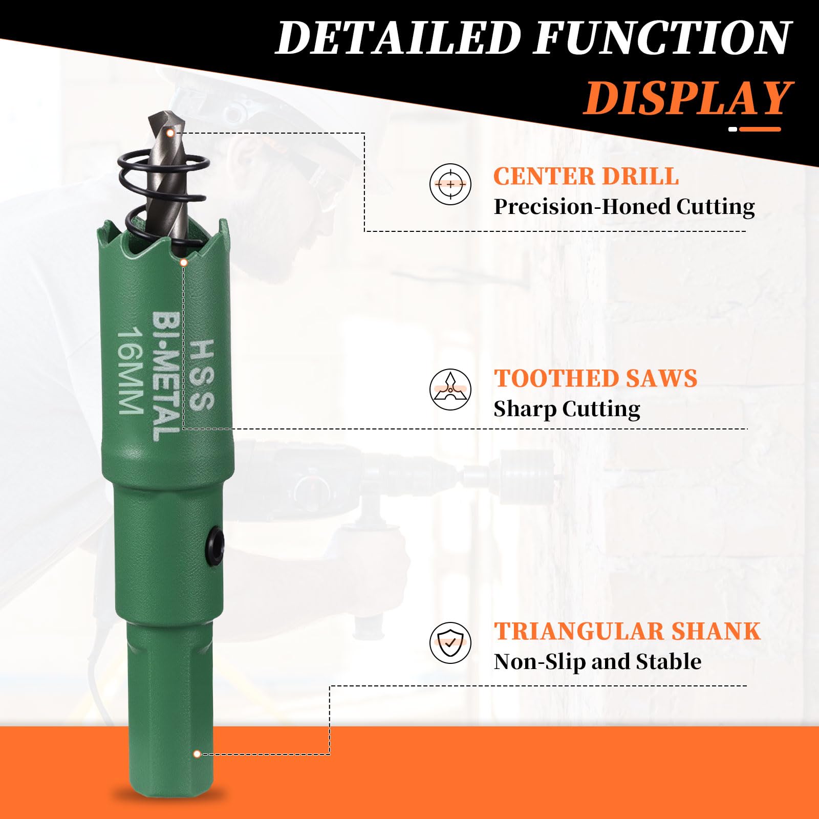 METALLIXITY Bi-Metal Hole Saw 5/8", M42 HSS Circular Head 16mm Hole Cutter with Center Drill Bit - Image 3