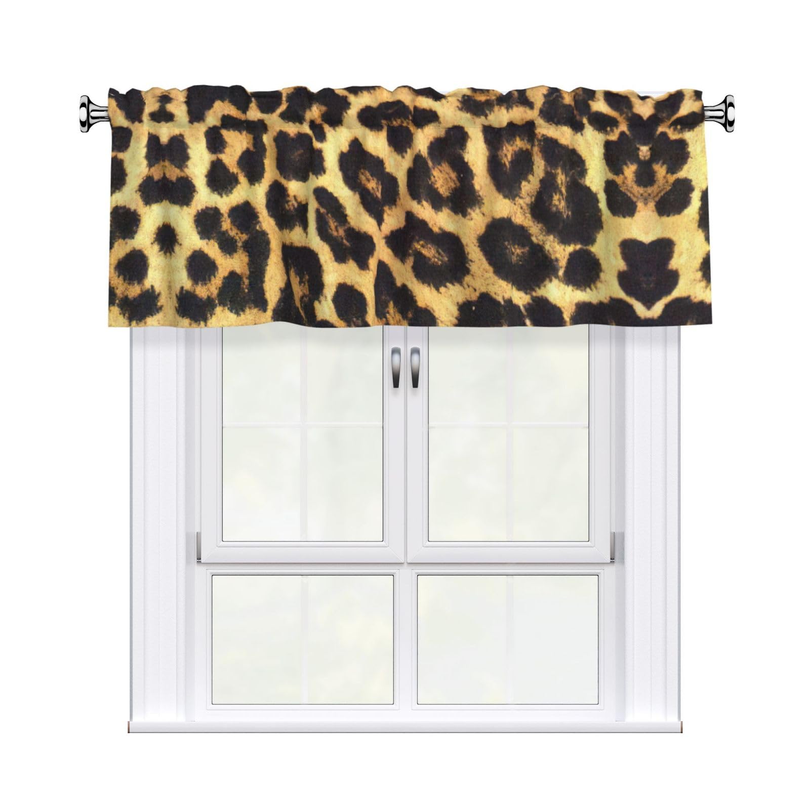 aacxzff Leopard Print Print Curtain Valance 54"x18" (WxL) for Kitchens Bathrooms Bedrooms Balconies Living Rooms