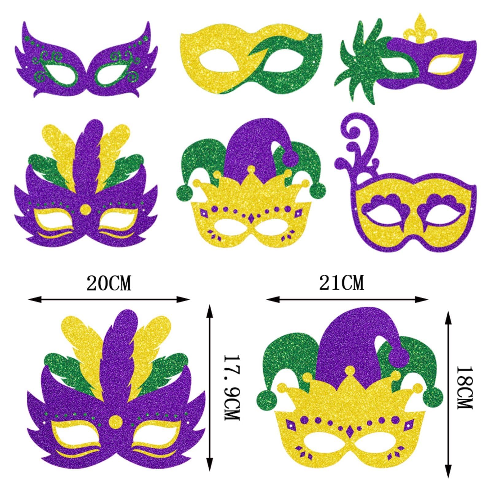 6pcs Mardi Gras Paper Eye Masks, Carnival Party Costume Accessories - Image 2