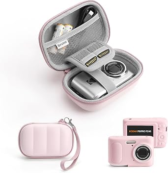 Digital Camera Case, Soft Silicone Case Cover for Kodak FZ55 Small Digital Camera Sleeve Set Travel with SD Card Storage Pink