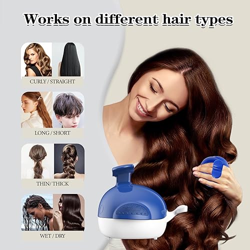 Miniatura 6 de Toprelaxed Cepillo de champú para el cuero cabelludo, masajeador de cabeza mejorado con cerdas de silicona suaves y parte inferior de drenaje,