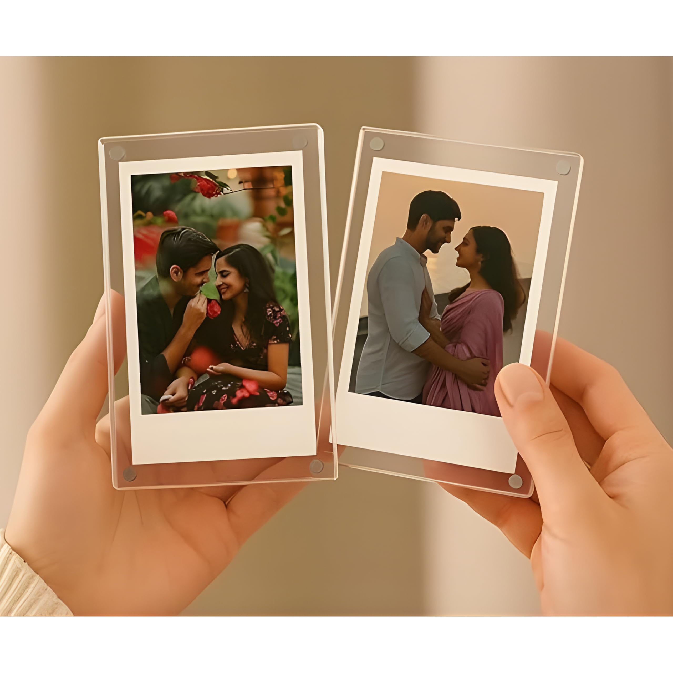 DC ENTERPRISES Acrylic Magnetic Picture Photo Frame 6x9 cm | Double-Sided Fridge Magnet Display for Polaroid & Instax Mini | Picture Holder for Refrigerator, Locker, Office & Home Décor (Set of 1) 2