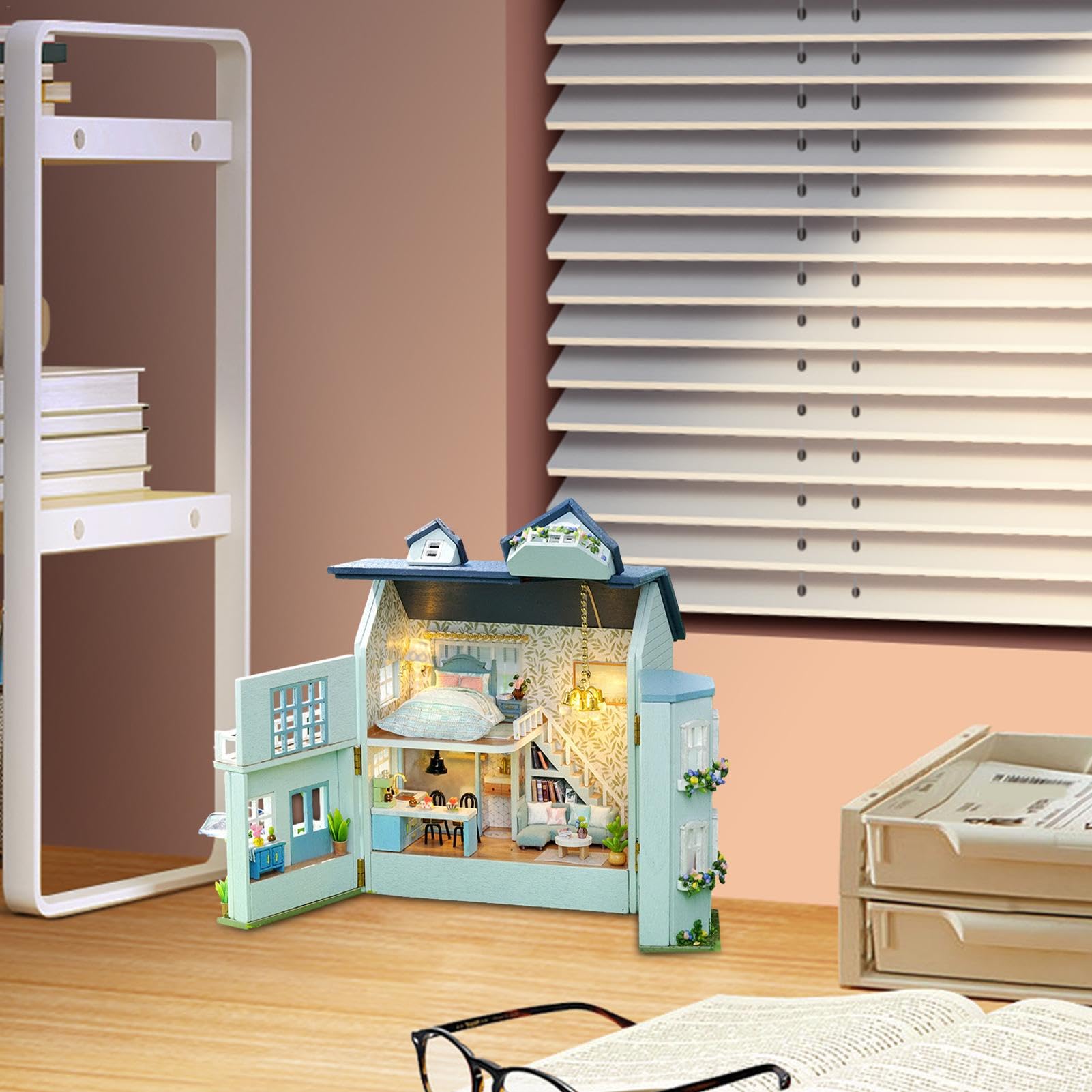 Green Lodge - Kit Casa Delle Bambole In Miniatura 3D In Legno Fai Da Te Con Luci LED Per Adulti