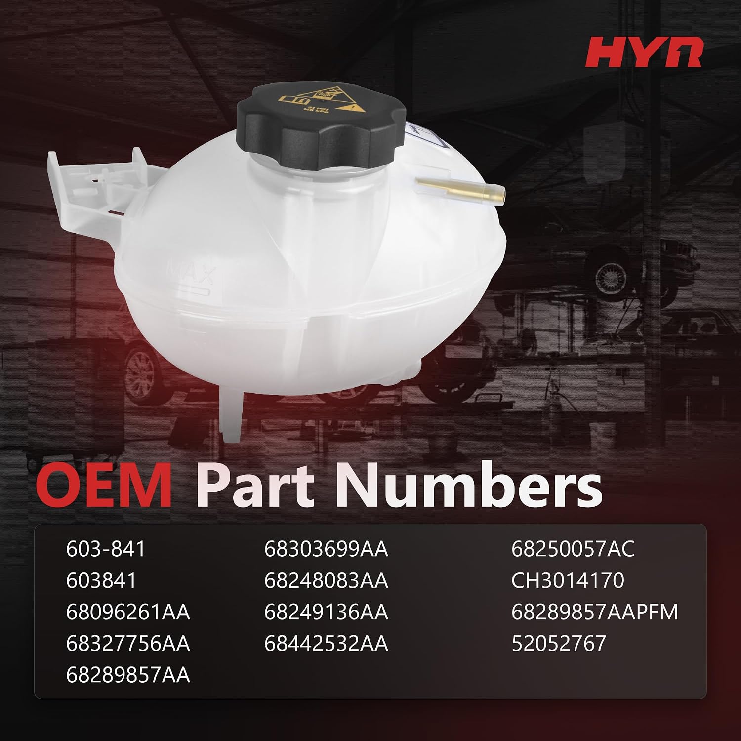 HYR Engine Coolant Expansion Reservoir Tank Fit for Jeep Compass 2017-2022, Renegade 2015-2018, Fiat 500X 2016-2018, Replace 603-841, 68327756AA