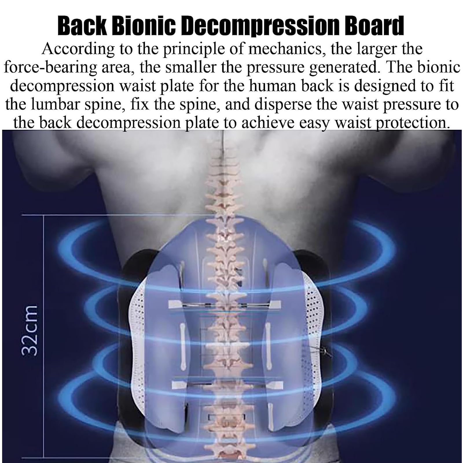 Dekompressions-Rückenstütze, Verstellbare Rückenstützplatte, Lendenstützgurt Mit Rollensystem, 360°-Unterstützung, Zur Linderung Von Schmerzen Im Unteren Rücken, Ischias,M