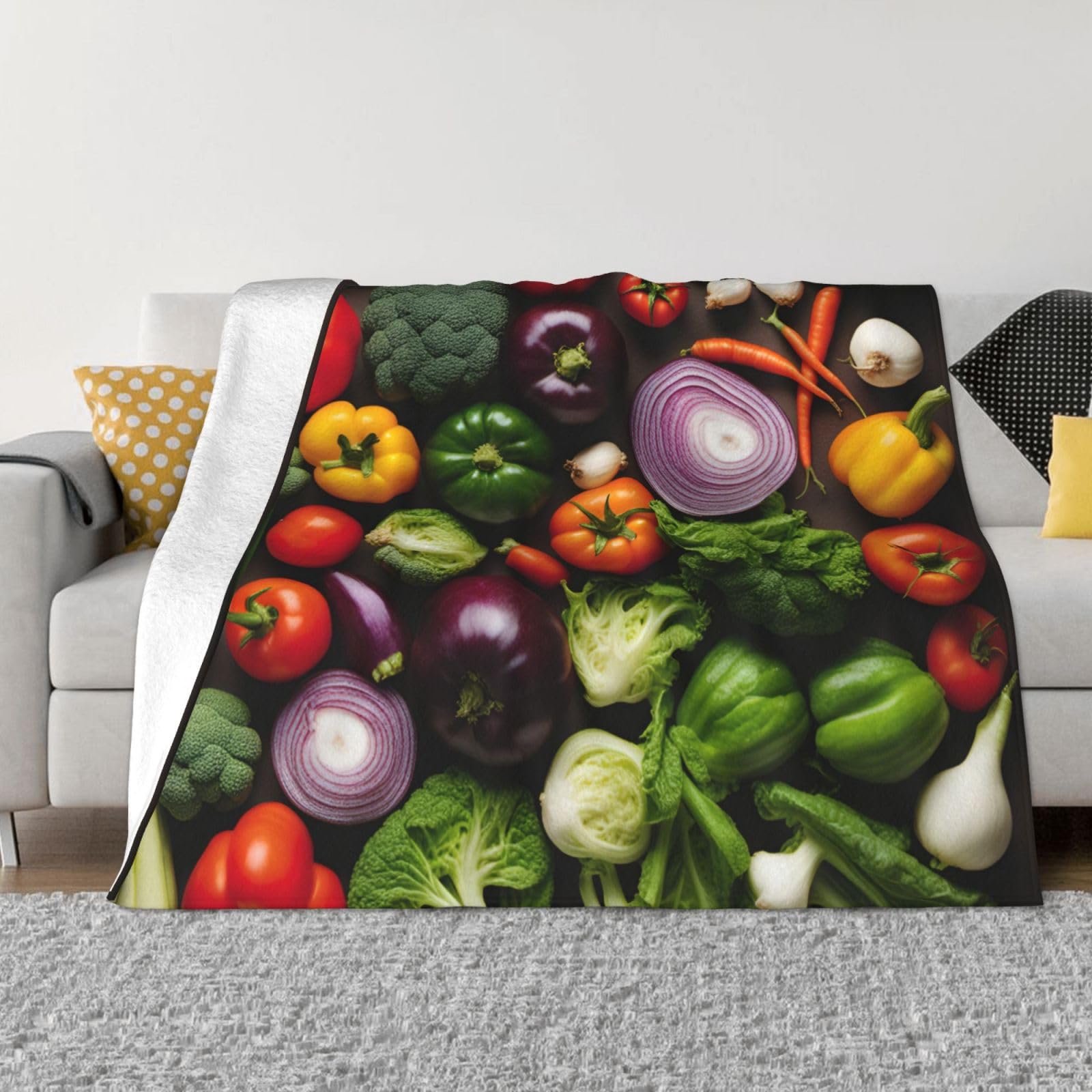 Couverture polaire légumes jeté de lit imprimé chaud et léger