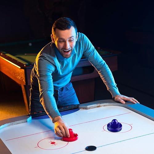 Miniatura 7 de URATOT Paletas de hockey de aire y discos de hockey de aire, asas de portería, accesorios de repuesto para mesas de juego (4 empujadores, 8 discos