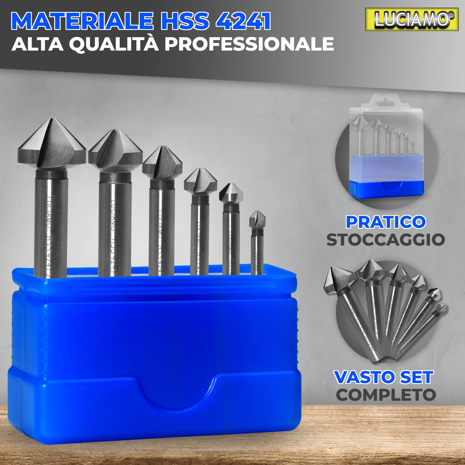 Svasatore Conico In Metallo HSS - Diametri Da 6.3 A 25 Mm, Angoli 60°/90°/120°, Per Legno E Metalli - Foto 5