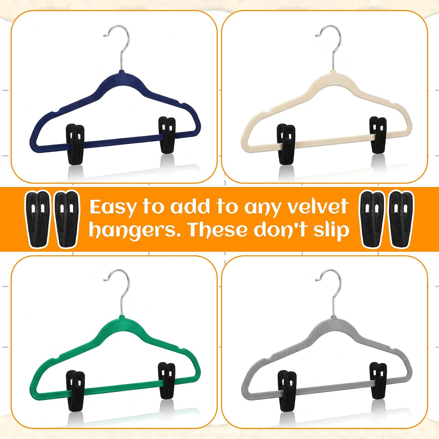 60-Pack Black Velvet Hanger Clips - Premium Finger Clips for Flocking Hangers, Strong Grip for Skirts, Pants, Ties & Scarves, Space Saving Closet Organizer