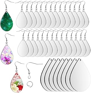 60 Pcs Sublimation Blanks Products, Sublimation Earring Blanks Heat Transfer Earring Pendant with Earring Hooks and Jump Rings for DIY Making Halloween and Christmas Gifts