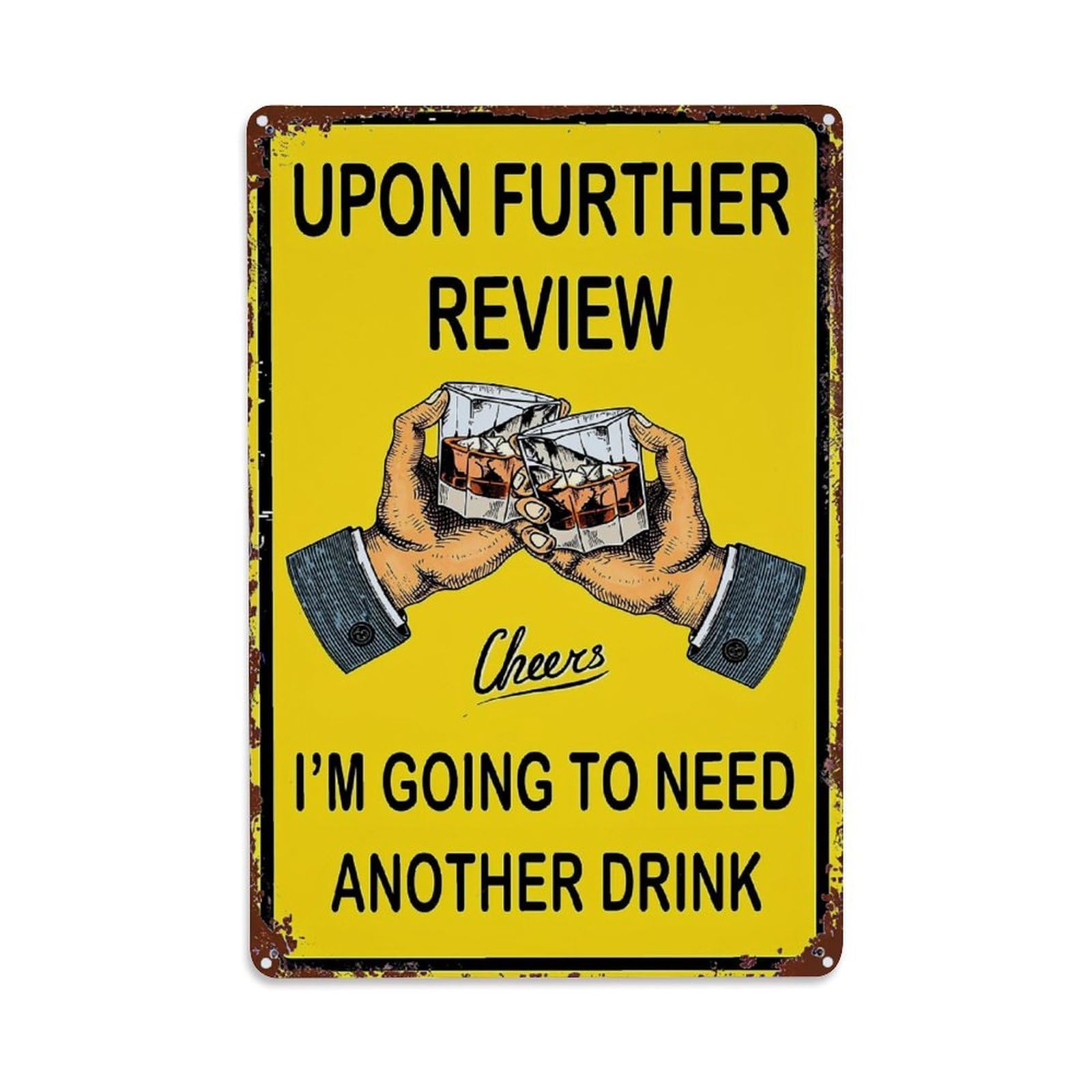 Jdfenggu Vintage Upon Further Review Cheers Retro Metal Tin Sign, Metal Poster For Bar, Home, Man Cave, Kitchen, Laundry Room Art Decor 8X12 Inch