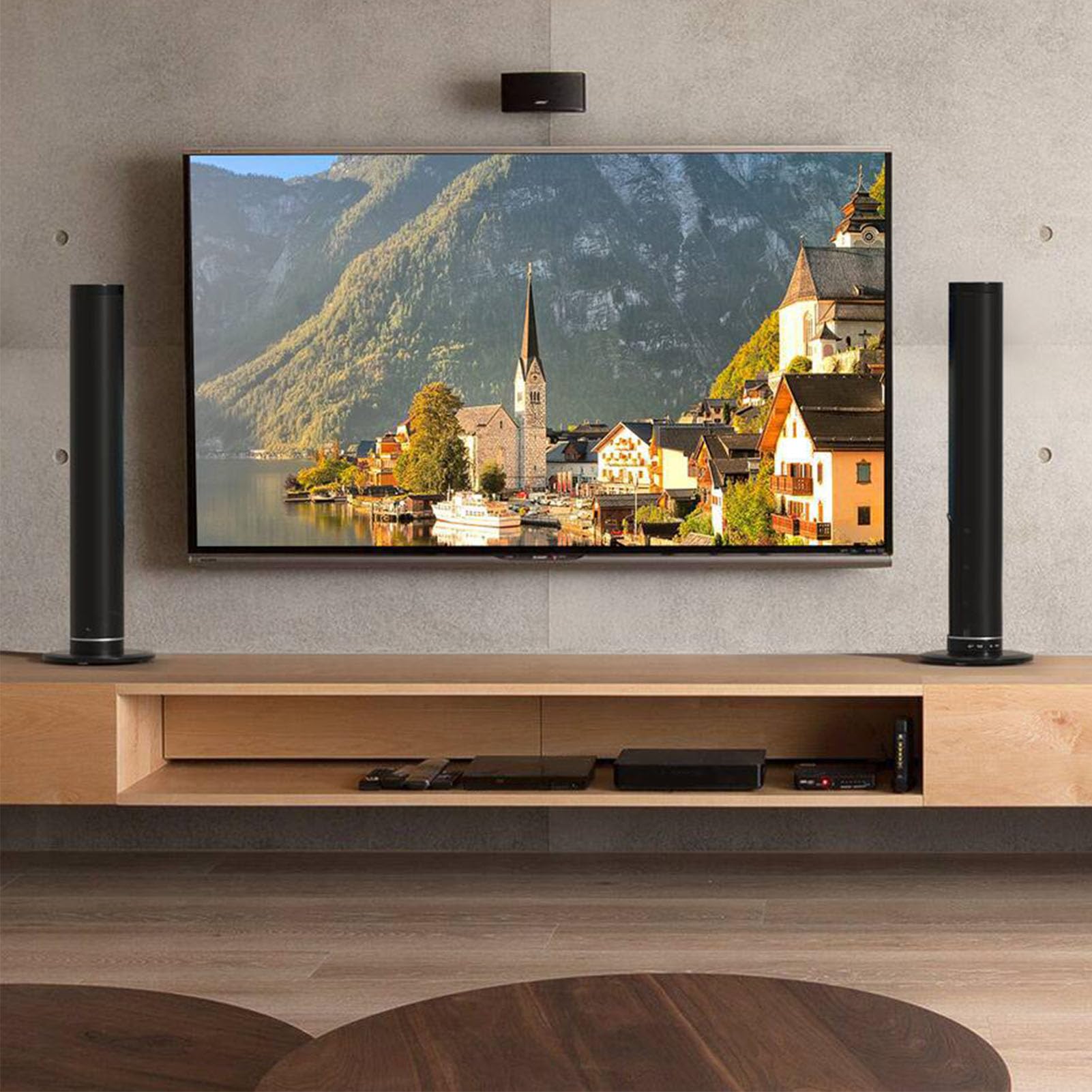 Fockety Soundbar, Odłączany Głośnik Domowy 2 w 1 Zestaw Kina Domowego z Dźwiękiem Przestrzennym Głośnik Kina Domowego do Projektorów Telewizyjnych i Komputerowych (wtyczka UE)