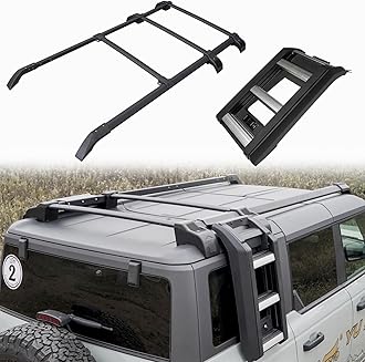 Extended Roof Rack Cross Bars & Side Ladder for 2021-2025 Ford Bronco 4Door Hard Top Rooftop Cargo Accrssories Luggage Rack (Except Bronco Sport)