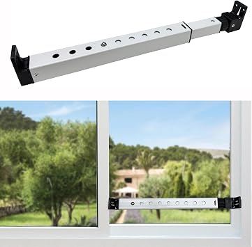 2-Section Upgrade Window Security Bar with Child-Proof Anti-Lift Lock, Easy Install for Single Hung Windows or Narrow Patio Doors, Extendable 10.9-17.2, White