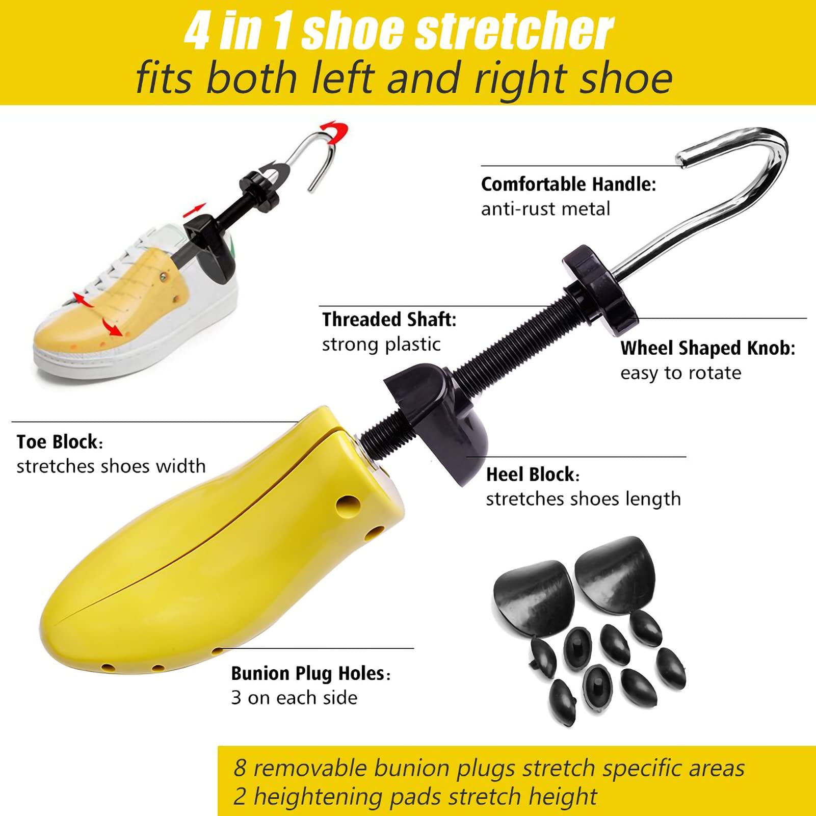 Shoe Stretcher for Women Men, 4Way Shoe Widener Ladies Shoe Tree