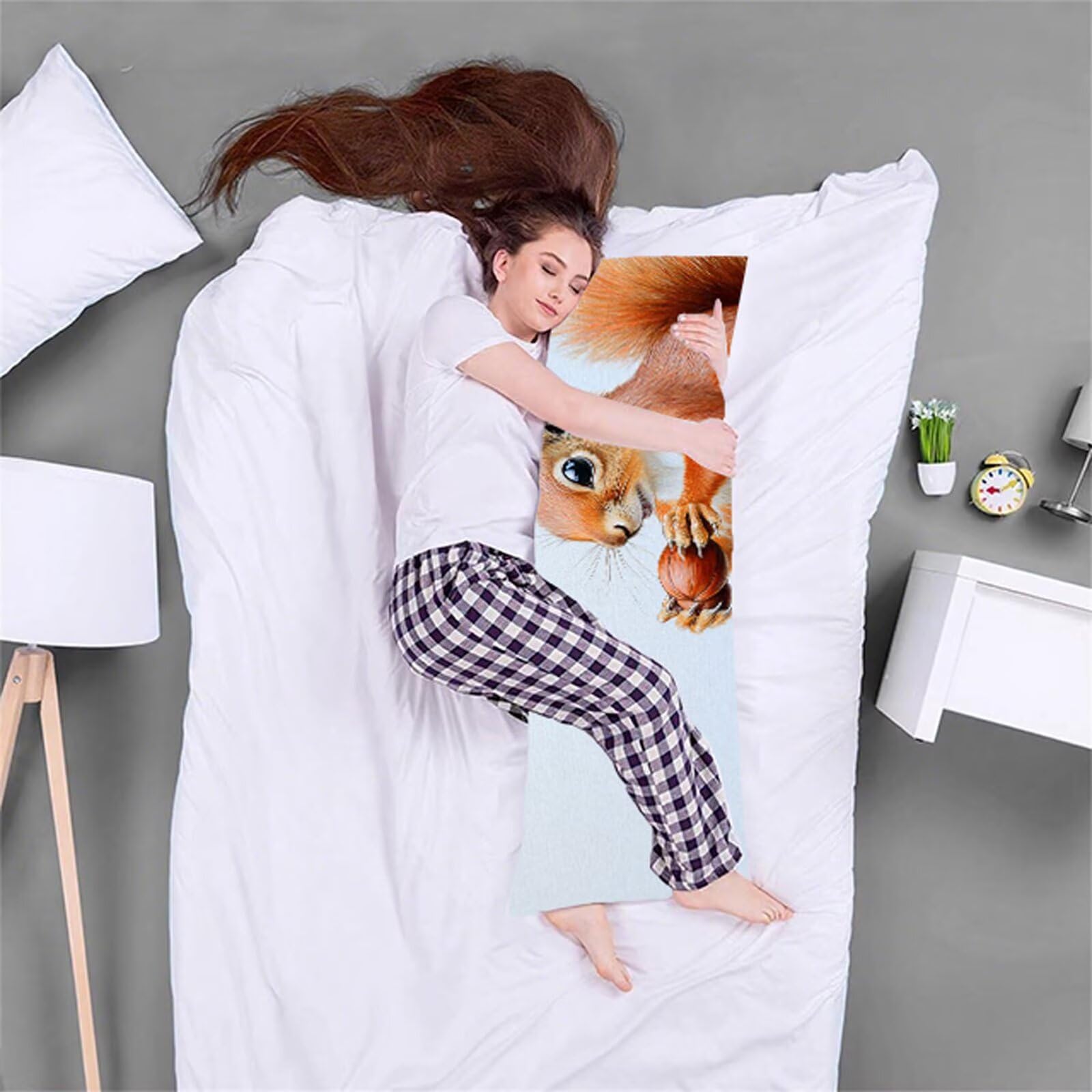 Poszewka na poduszkę 60 x 180 cm, poduszka do spania na boku, zwierzęta, aksamitna, dla osób śpiących na boku, poszewka na poduszkę z zamkiem błyskawicznym, do sypialni, dekoracja xz-274