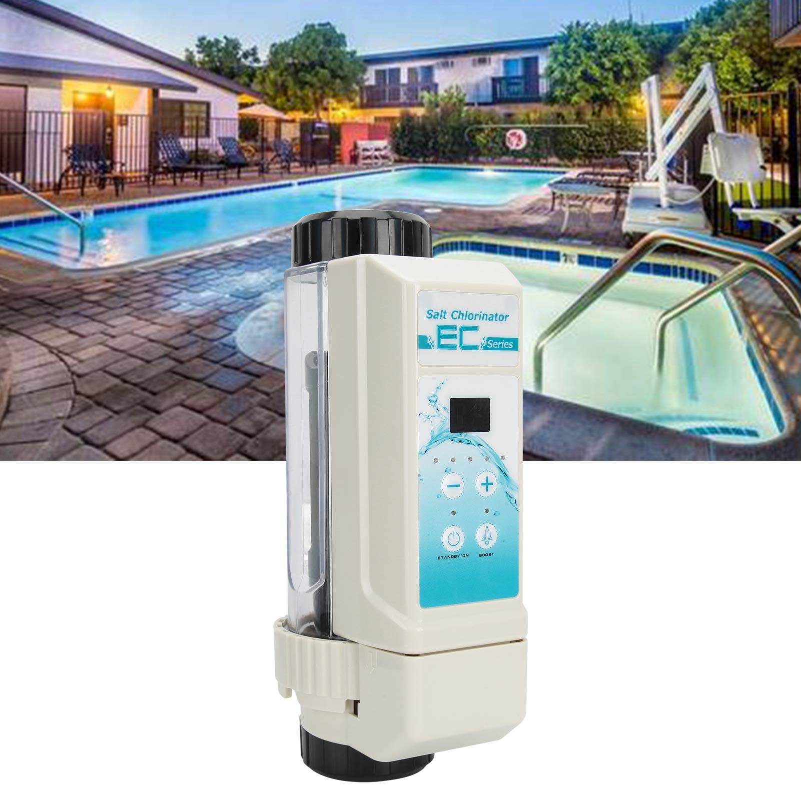 Clorador de agua salada, 12g/H Limpieza automática Sistema de generador de cloro de piscina de agua salada, Funciones completas Operación simple Generador de cloro de piscina Clorador para spa Piscina